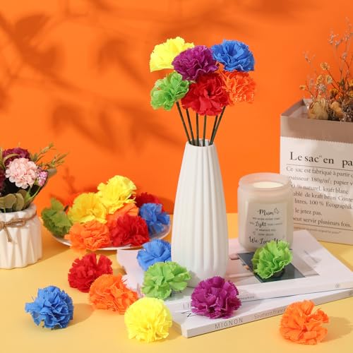 Syhood 50 Pcs Pride Rainbow Flower Bulk Gay Day Decoration Mexican Marigold Flowers Decoration Rainbow Lesbian Party Favors Tropical Pride LGBT Accessories Lais Hawaiian Luau Party Decorations - color: Gay Pride Color