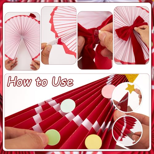 Christmas Paper Fan Decorations Christmas Decorations Classroom Red Hanging Paper Fans 10PCS with Santa Hat Gold Stars for Xmas Winter New Year Wall Ceiling Party Holiday - color: Interest for Christmas