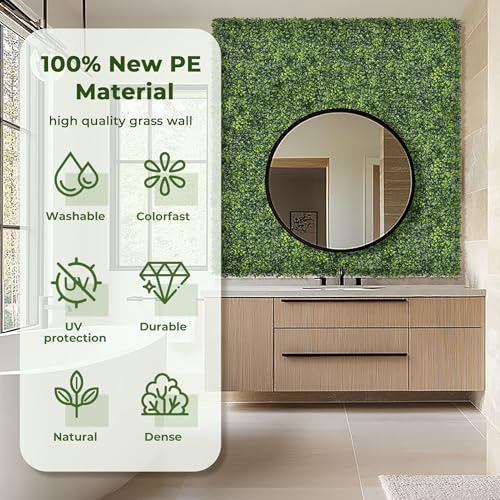 Artificial Grass Wall Panel Screen: 10"x10" 24P (16.8 sqft) UV-Anti Faux Boxwood Panels for Indoor Outdoor Green Wall Decor, Privacy Fence, Patio, Balcony, Party Backdrop - size: 10"x10" 24P