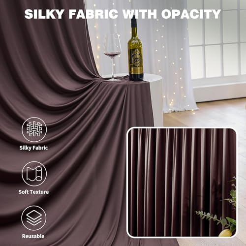 10ftx12ft Brown Backdrop Curtains for Parties, Wrinkle Free Polyester Brown Photo Backdrop Drapes 2 Panels 12 ft Long Back Drop Cloth for Wedding Birthday Photography Background Party - color: Brown, size: 5ft(W)x12ft(H)_2 Panels