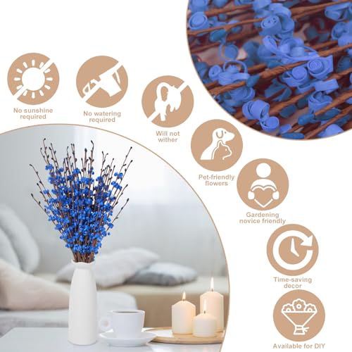 Wootkey 10Pcs 17.5'' Blue Long Stem Artificial Jasmine Flowers for Decorations Jasmine Fake Flowers Faux DIY Floral Art Plants Pussy Willow Branches for Wedding Bouquets Home Office Party Decor - color: Sapphire Blue, size: 10pcs-17.5''