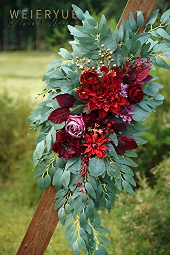Artificial Wedding Arch Flowers Kit(Pack of 2) for Wedding Arch, Bridal Shower, Ceremony and Reception Backdrop Decoration (Burgundy) - color: Burgundy