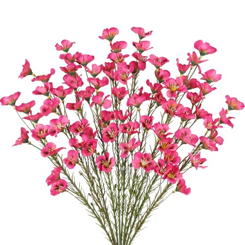 CITYES 10 Pcs Artificial Wildflowers Fake Flower Stems 21" Silk Spring Flowers Forsythia Rose Red Faux Wildflowers Floral Stems for Flower Arrangements Home Decor Indoor Outdoor Wedding Centerpieces - color: Rose Red