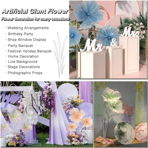 Giant Flowers for Decoration,Wedding Reception Essential,5.6 ft Huge Artificial Silk Flower,Ideal for Party Banquet Background Decor and Photographic Props(Blue) - color: Blue