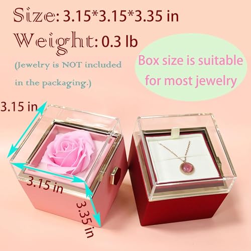 Rose Ring Box Jewelry Box Artificial Flowers Eternal Rose Box Anniversary Wedding Valentines Day Christmas Gifts for Mom Wife Girlfriend Women (White) - color: White