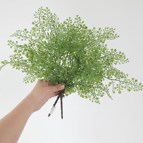 4Pcs 15.35" Artificial Maidenhair Fern Plants Green Realistic Plastic Faux Maiden Hair Fern Stems Fake Bush Greenery Plant for Indoor Outdoor Wedding Office Home Decoration