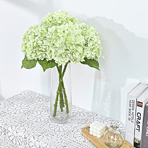 Waipfaru 21" Real Touch Hydrangea Artificial Flowers with Long Stem & Leaves, Full Latex Faux Hydrangea Flowers for Home Decor Party Floral Arrangements Wedding Bouquets Centerpieces, Green 3Pcs - color: Green, size: 3pcs