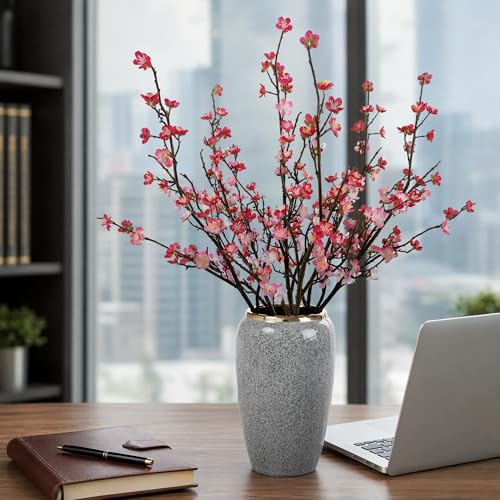 Plum Blossom Flowers Artificial,6Pcs Pink Cherry Blossom Flowers,Fake Branches for vase,Faux Cherry Blossom Stems for Home and Office Decor (Pink, 6)… - color: Roseo