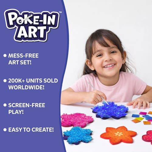 Skillmatics Poke-in Art - Flower Bouquet, DIY Wood Craft Kit, Mess-Free Creative Play for Girls and Boys Ages 4, 5, 6, 7, 8, 9, Fine Motor Skills, Screen-Free Fun - style: 2. Flower Bouquet