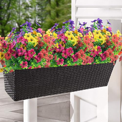 Artificial Flowers for Outdoor,20 Bundle UV Resistant Fake Flower Outdoor Faux Flowers Plastic Plants Shrubs for Indoor Outside Garden Home Decor(Mix Colors) - color: Mix Colors, size: 20 Bundles