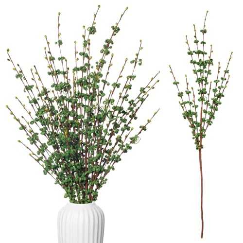 Wootkey 5 Pcs 29.5" Green Long Stem Artificial Jasmine Flowers Dry Branches for Home Office DIY Floral Art Plant Wedding Spring Table Centerpieces Yard Outdoor Party Decoration - color: Green, size: 5pcs-29.5''
