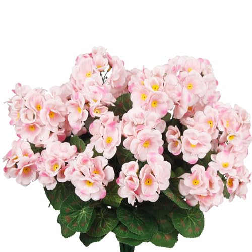 CITYES 8 Pcs Artificial Geraniums Flowers Pink Silk Geraniums for Outdoors UV Resistant Artificial Geranium Bush Faux Flowers Plants Geraniums for Garden Home Decor Indoor Patio Vase Table Centerpiece - color: Light Pink