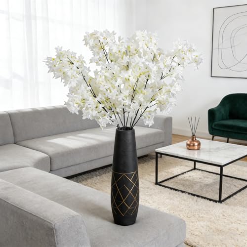 4PCS 38inch Lilac Artificial Flowers White Fake Delphinium Long Stem Silk Real Touch Flower Faux Lilac Floral Arrangement for Tall Vase Table Centerpieces Wedding Garden Home Decoration(White) - color: 38inch White