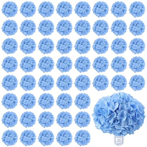 AVIVIHO 60 PCS Blue Hydrangea Artificial Flowers Bulk Fake Hydrangea Silk Flowers with Stems for Wedding Party Home Table Centerpieces Florals Bouquets Arch Festival Decoration - color: Blue, size: 60PCS