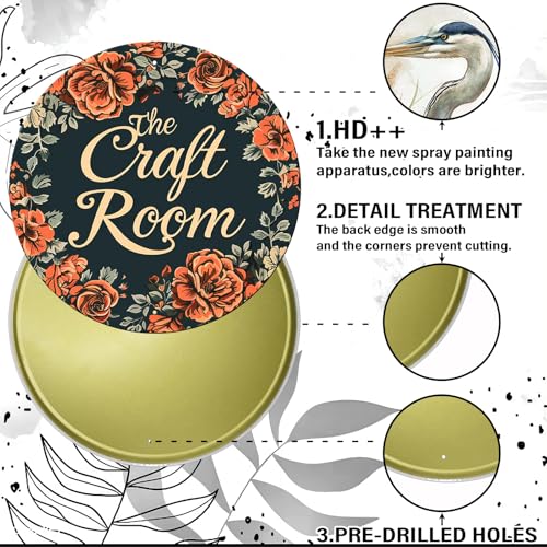 Vintage Metal Sign - The Craft Room Wall Art, Rustic Wreath Wall Decor for Home Sewing Room Art, 12 inch - color: Thanksgiving 13, size: 12 inches