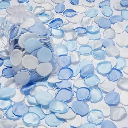 Serwalin 300Pcs Silk Rose Petals Flower Petals for Christmas Weddings Proposal Blue and White Petals Flower Girl Petals Aisle Flower Girl Basket Runner Bridal Shower Table Decor (3 Color Mixes) - color: Blue White, size: 300pcs