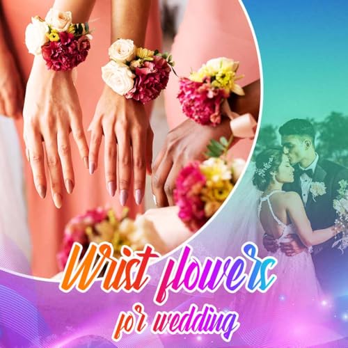 Rose Wrist Corsage Prom Corsages Wristlet Bridal Hand Flower for Women and Girls (Red) - color: Red