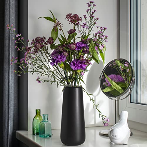 D'vine Dev 11 Inch Ceramic Flower Vase Matte Finishing, Minimalist Design for Home Décor, Bedroom, Living Room, Centerpieces, Office, Ebony Black, VS-XH-E-2 - color: Ebony Black, size: 11 Inch