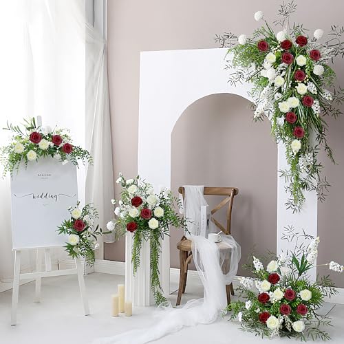 10 Pcs Wine Red Rose Artificial Flower, Faux Silk Flowers With Long Stems, Fake Roses Bulk Bouquet for Decoration Valentine's Day Centerpieces Proposal Bridal Bouquets Shower Party Home Floral Decor - color: Wine Red
