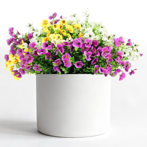 36PCS Artificial Flowers,Faux Pansy with Eucalyptus Leaves,Waterproof Fade-Resistant Bendable Stems,Mixed Colors Faux Flowers Outdoor Decor for Garden,Wedding,Party,Office,Patio,Hotel - size: 36PCS Mixed Colors