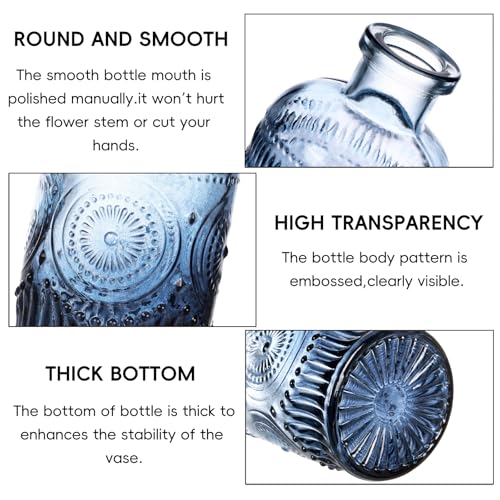 Fixwal Set of 18 Blue Bud Vases for Flowers, Vintage Clear Glass Vases Small Vases for Centerpieces for Home Table Decor Rustic Wedding Decorations - color: Blue, size: 18pcs