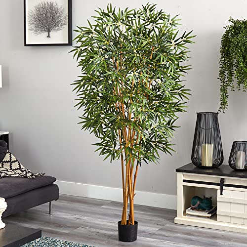 Nearly Natural 6ft. Curved Bamboo Silk Tree - size: 6ft