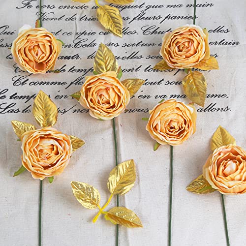100pcs Bulk Rose Gold Leaves Artificial Greenery Fake Rose Leaves for DIY Wedding Bouquets Centerpieces Party Decorations - color: 100pcs Gold