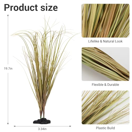 Fake Desert Dry Grass, Artificial Plants for Reptile Tank Accessories, Habitat Decor Fit for Bearded Dragon, Crested Gecko, Leopard Lizard, Chameleon, Artificial Outdoor Plants, Terrarium Decor (3)