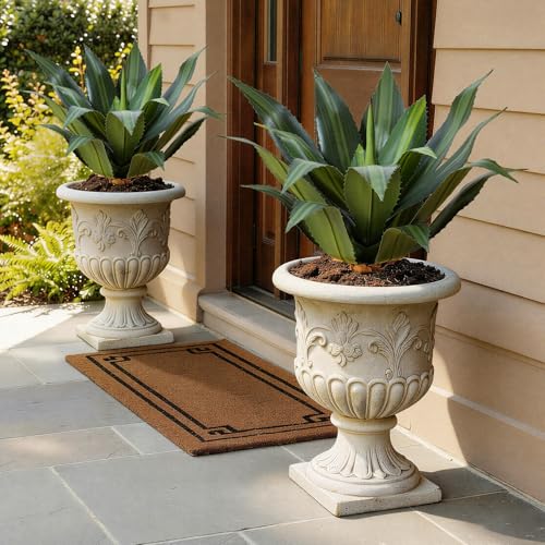 22 inch Artificial Agave Outdoor Set Spiky Edged Agave Artificial Plants Suitable for Indoor Home Decor Realistic and UV-Resistant Artificial Succulents Planters Not Included 2 Piece Set - color: Agave Spines, size: 22in