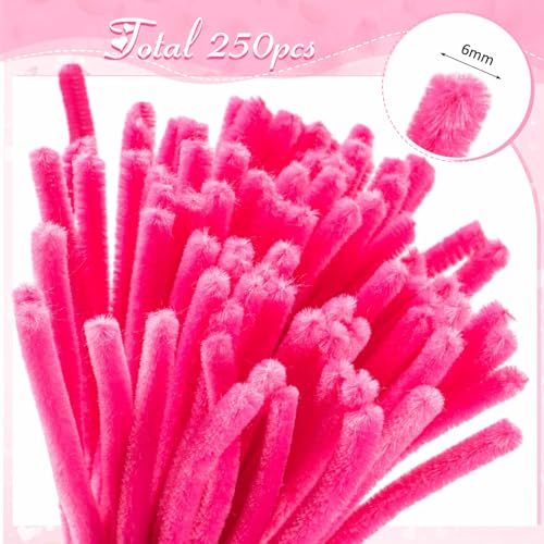 Peryiter 371 Pcs Pipe Cleaners Flowers Kit, Pipe Cleaners Chenille Stems Bulk with Floral Wire Gardening Tape Stamen, Fluffy Limpiapipas para Flores for DIY Mother's Day Decor(Pink) - color: Pink