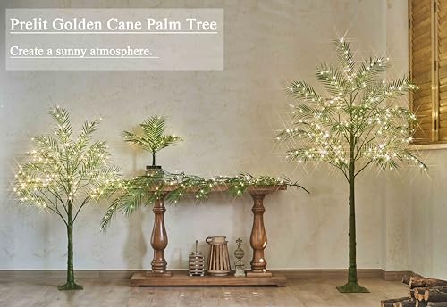 Hairui Lighted Palm Tree 4FT 240 LED Fairy Lights, Faux Plant Tree with Lights for Inside Outside Home Holiday Summer Decoration - style: 4FT Palm tree