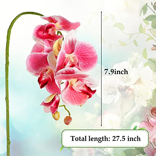 Chuangdi 2 Pieces Artificial Phalaenopsis with Suction Cups Terrarium Plant Decoration Reptile Habitat Plant Decor for Hermit Crab Lizards Geckos Snake Reptile (Dark Pink, White Yellow) - color: Dark Pink, White Yellow, style: Gradient