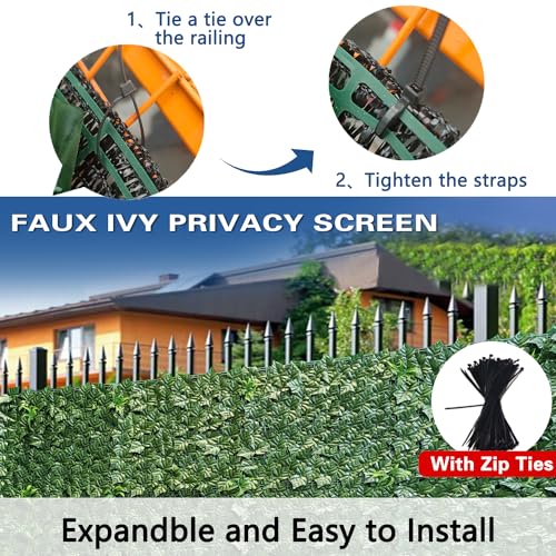 Artificial Ivy Fence Privacy Screen with Mesh Back, 39" x 158" Faux Ivy Vine Leaf Fence Panels, Balcony Privacy Screen, Hedge Wall Decoration for Outside, Garden, Yard, Patio - size: 39" x 158"