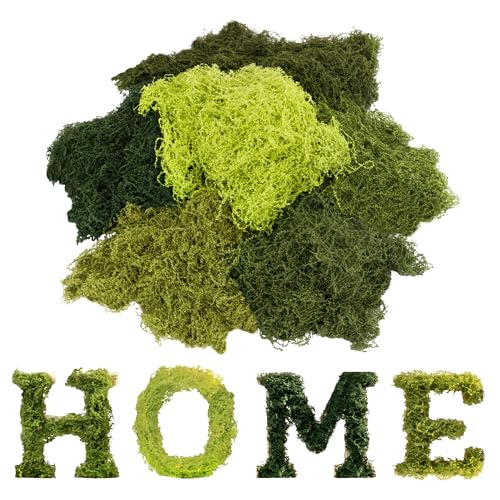 6 Colors Artificial Moss for Crafts, 21.16oz Moss for Plants Indoor, Fake Green Moss Decor for Fairy Garden, Model Making, DIY Decorative, Table Centerpieces, Walls, Home, Wedding Party