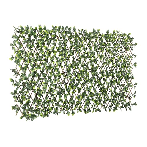 ECOOPTS Stretchable Artificial Buxus Leaf Faux Ivy Privacy Fence Screen, Expandable Decorative Fencing Panel for Balcony Patio Outdoor (Single Sided Ficus Leaves, 1 Piece) - color: Single Side Ficus, size: 1 Piece