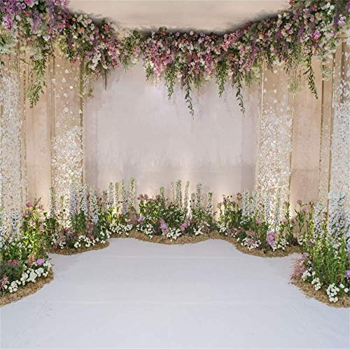 Vinyl 10x10ft Backdrop, Colorful Floral Design, Ideal for Wedding, Party, Photography, Decoration - size: 10x10ft