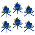 Marriwise 6pcs Rose Boutonniere for Men, Artificial Flowers Wedding Groom Groomsmen Boutonniere for Wedding/Anniversary/Prom/Rustic Wedding/Homecoming (Navy Blue) - color: Navy Blue