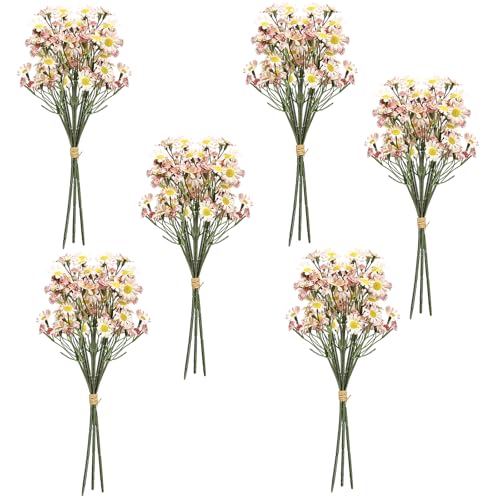 Small Daisy Flowers Artificial Wildflowers Chamomile Pink 18 Pcs | Mini Daisies Flowers Silk Spring Summer Chamomiles for DIY Floral Arrangements Wedding Table Centerpieces Party Home Decor - color: Pink