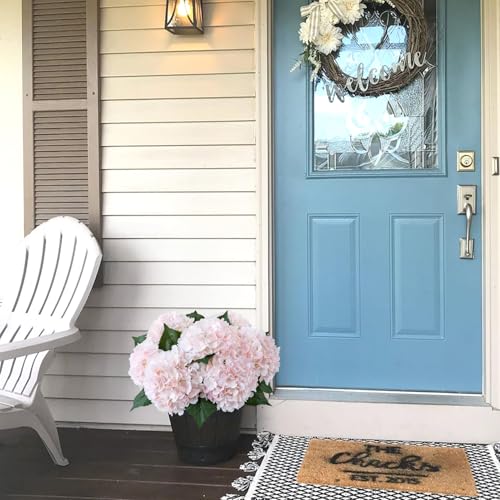 JINWOE Light Pink Flowers Silk Artificial Hydrangeas, 4Pcs 21" Lifelike Boho Large Flowers with Stems, Artificial Flowers for Wedding Porch Outdoor Bouquet Table Centerpieces Home - color: Light Pink