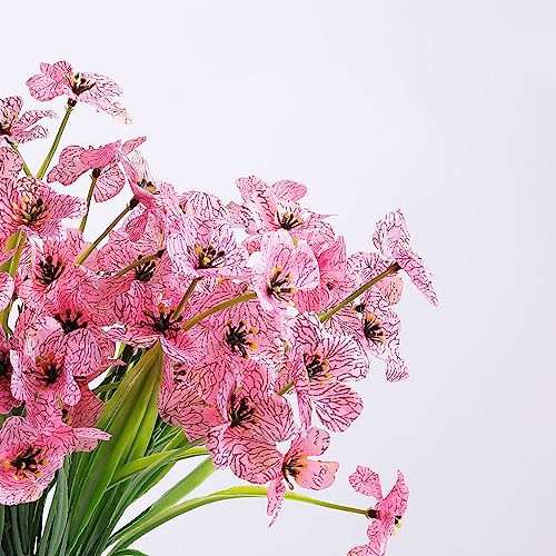 AGIRL 24 Bundles Artificial Flowers for Outdoor,No Fade Fake Plastic Flowers Faux Plants for Decoration Hanging Planters Indoor Outside Garden Porch Window Box Home Wedding Farmhouse - color: Pink, size: 24
