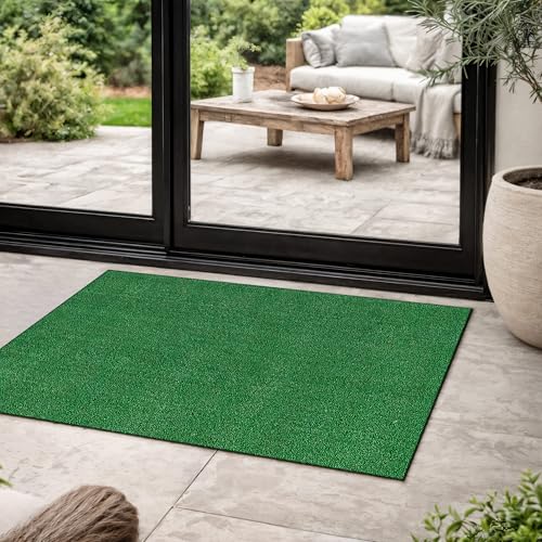 Rugshop Artificial Grass Indoor Outdoor Area Rug, Lightweight Synthetic Turf with Rubber Backing, Easy to Clean Polypropylene Lawn Mat for Patio, Balcony, Deck, 2'3" x 4' Green - size: 2'3" x 4' (Rectangular)