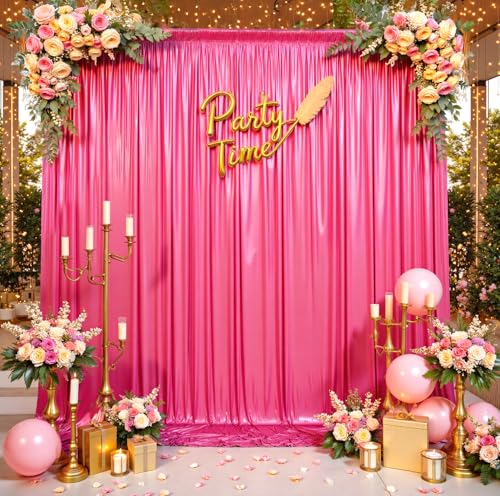 30ftx10ft Hot Pink Sequin Backdrop Curtain for Parties, Wrinkle Free Thick Glitter Sparkle Photo Backdrop Drapes 6 Panels 5x10FT Shimmer Back Drop Cloth for Wedding Birthday Photography Background - color: Hot Pink, size: 5'W×10'H _6 Panels