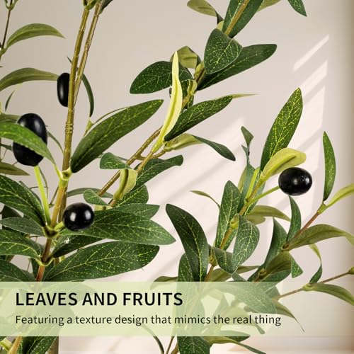 6FT Artificial Olive Tree, Indoor Faux Olive Tree Fake Potted Silk Olive Tree Plants with Lifelike Branches & Fruits for Home Office Decor - color: Olive Tree, size: 6ft