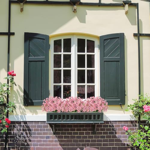 21 Bundles Outdoor Artificial Flowers UV Resistant Fake Silk Flowers No Fade Faux Plastic Plants Garden Porch Window Box Decoration (Pink) - color: Pink