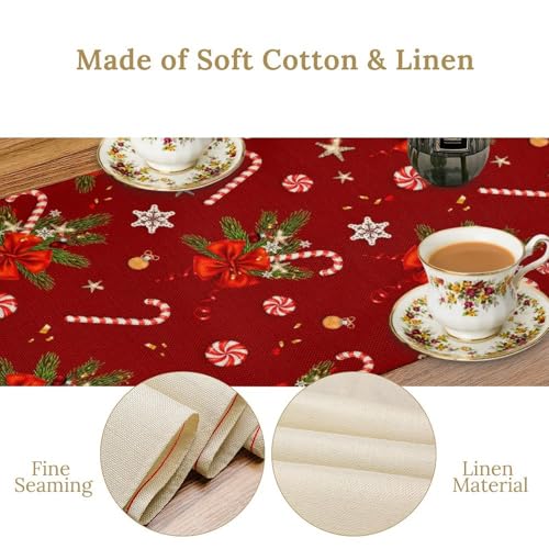 Merry Christmas Table Runner, Winter Xmas Holiday Christmas Tree Candy Snowflakes Table Runner Decoration for Banquet Home Party Kitchen Dining 13x36in - color: Christmas-3, size: 13x36in