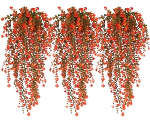 Fall Artificial Hanging Plants Artificial Fall Flowers Faux Autumn Plants Faux Hanging Plants Artificial Plants Fake Plants for for Thanksgiving Indoor Outdoor House Wedding Garden Party (Salmon) - color: Salmon, size: Hanging Plants