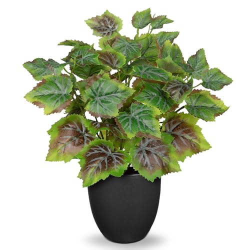 14.5" Artificial Plants Indoor Home Decor, Fake Potted Silk Plants for Shelves Living Room Decorative, Small Artificial Office Desk Plants in Pots, Faux Grape Leaf Vine Hope Tropical House Plant - color: # Rusted Green