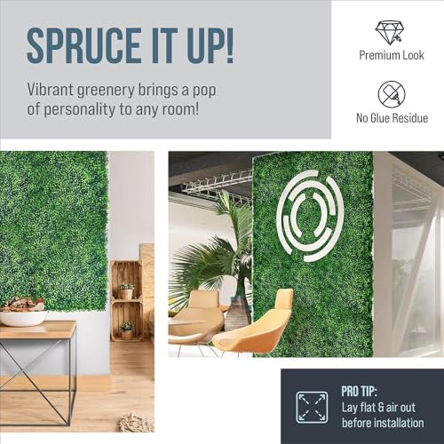 Grass Wall Backdrop, 12 Pcs 20”x20” Panels, Artificial Greenery Backdrop, Dense Leaves Privacy Hedge Screen for Indoor Outdoor Garden Fence Wedding Decor (Covers 33 Sq Ft)
