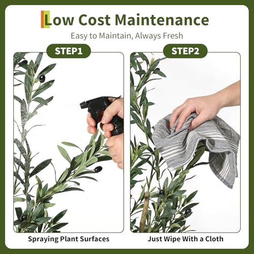 Garvee 5FT Indoor Olive Tree, Artificial Plant with Oval Planter, Lifelike Foliage and Fruits, Fake Plant for Home Decor, Office, Porch and Living Room - size: 5ft