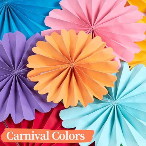 Easy Joy Paper Flowers Decorations for Wall 10 PCS Paper Fans Fiesta Party Decorations Mexican Party Decorations for Girl Classroom Groovy Birthday Baby Shower Wedding Room Wall Hanging Décor - color: Carnival